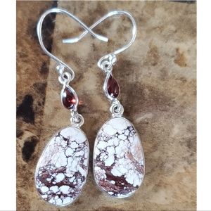 Genuine Wild Horse & Garnet Earrings